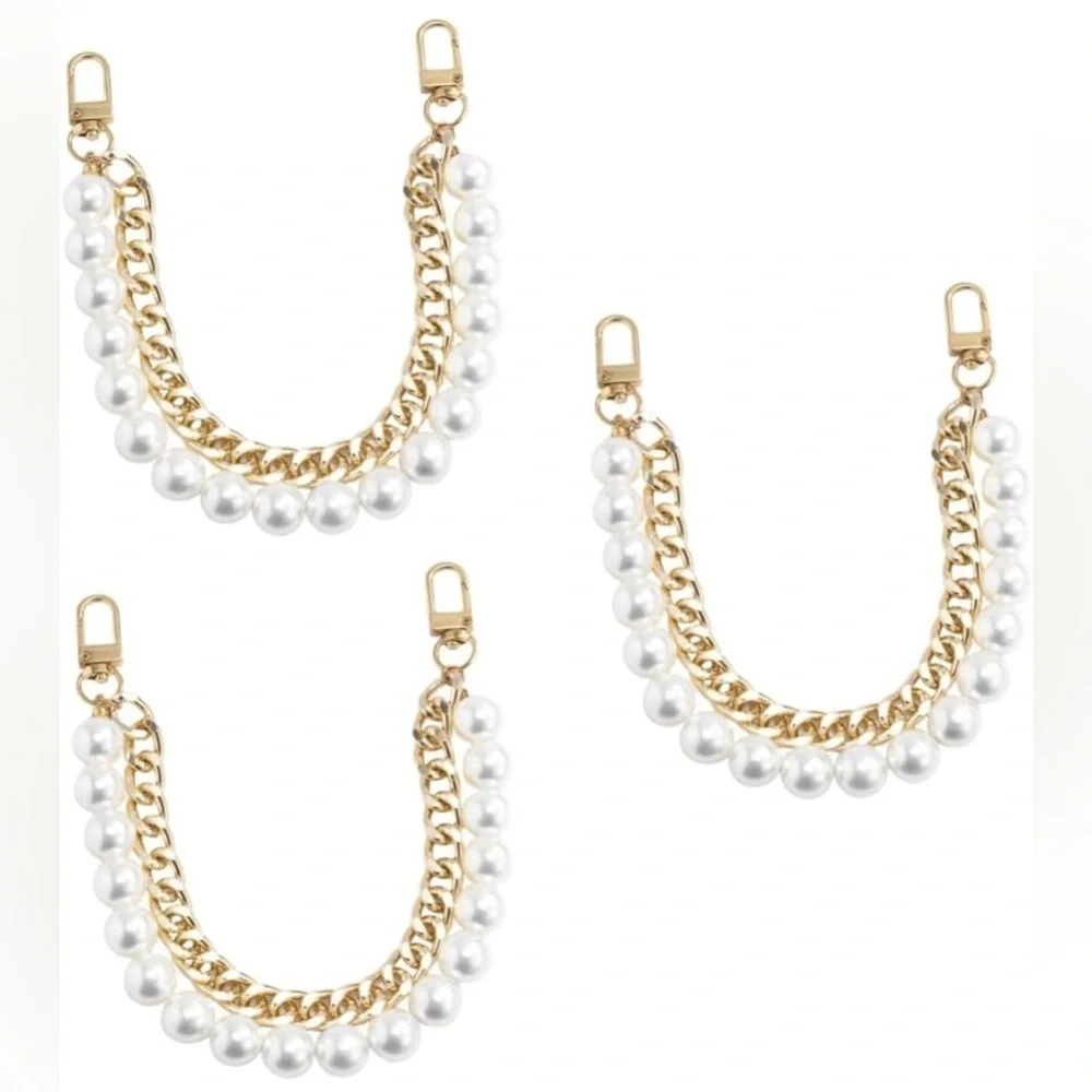 Gold and Pearl Chain Replacement Bag Chain Handbag Strap Accessory Bracelet NWT - Picture 1 of 5